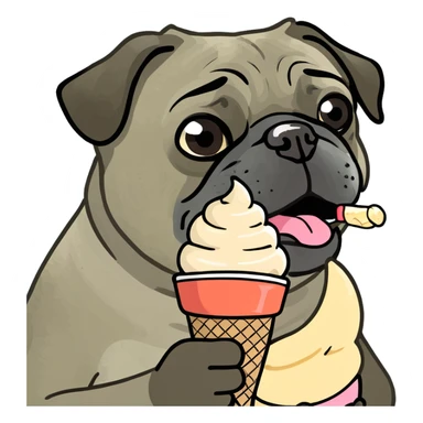 Pug eating ice cream sticker