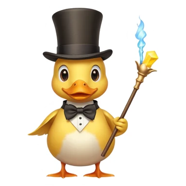 Duck with top hat and magic stick sticker