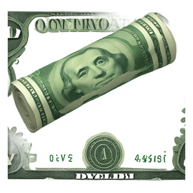 Rolled up dollar bill sticker