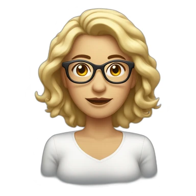 mujer blanca, con cabello suelto lacio, largo a la cintura, con lentes claros sticker