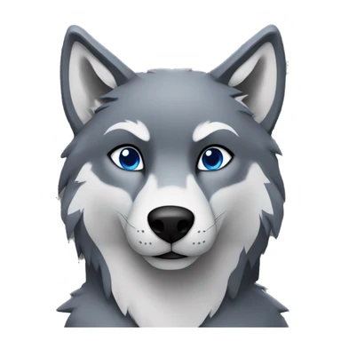 Full-body Grey wolf with black paws, black muzzle, black tail. with blue eyes. full body sticker