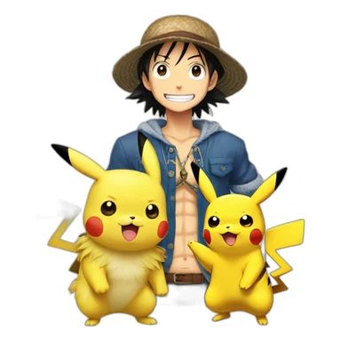 Lufy one piece et pikachu sticker
