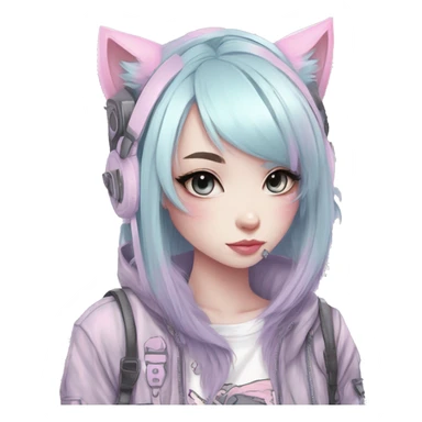 Edgy Kawaii Cute Cool Pastel Cartoon Beautiful Elegant Pretty Anime Punk Techwear Gothic Catgirl sticker