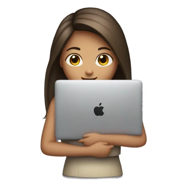 a girl holding macbook sticker