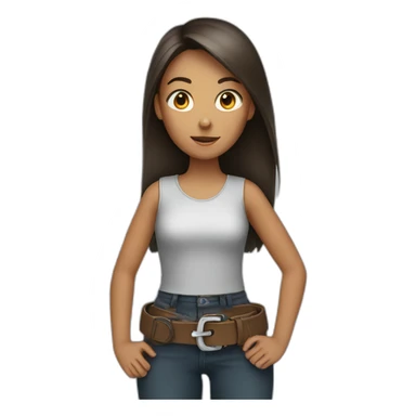 Girl holding belt in hand sticker
