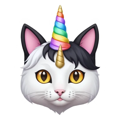 Black long haierd cat whit A unicorn horn sticker