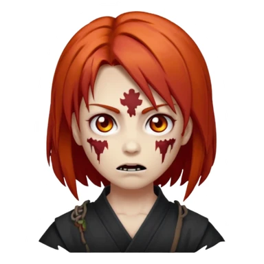 zombie emoji Paklov, dark orange red hair, hair styled in the shape of megumi from jujutsu kaizen, homem, cabelo espetado  sticker