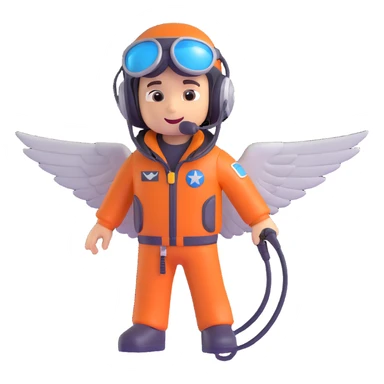 a rockstar pilot, microphone in hand, jet wings, spotlight sticker