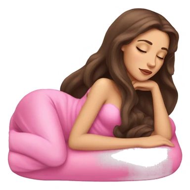 brunette Sleeping beauty girl with pink sphinx  sticker
