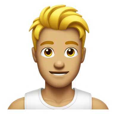 A muscular yellow man 20 years old with a fashionable hairstyle in white t-shirt sticker