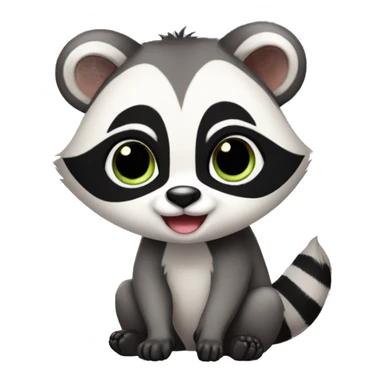 Cute raccoon-panda-lemur-hybrid full body sticker