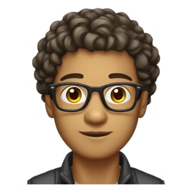 a 29 years old bold hair marocan white skin developer wearing glasses sticker