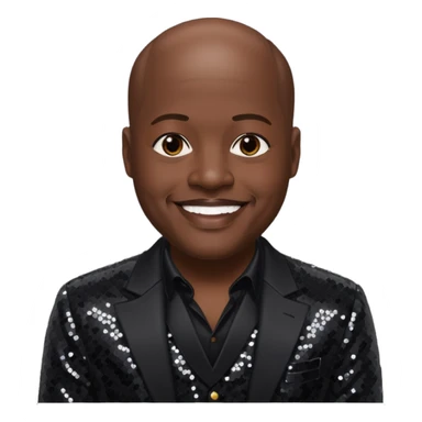 Will Downing with dark brown hair, black sequin outfit sticker