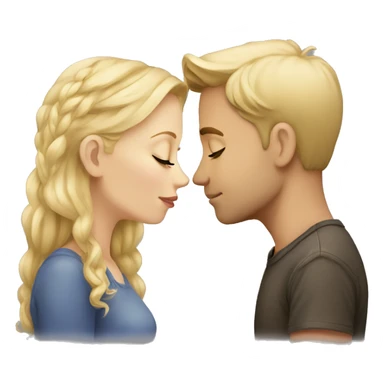 Cute fair-skin blonde white couple kissing sticker