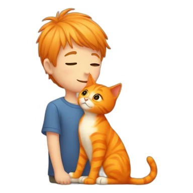 boy kiss orange cat sticker