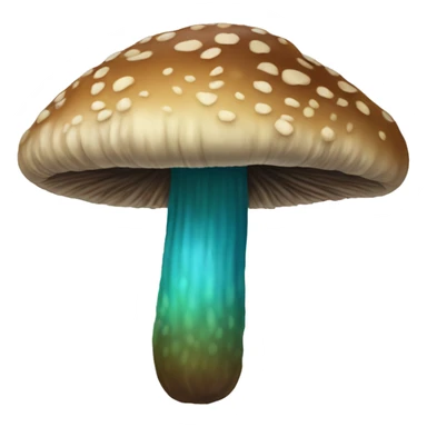 long brown dried mushroom with blue-green areas sticker