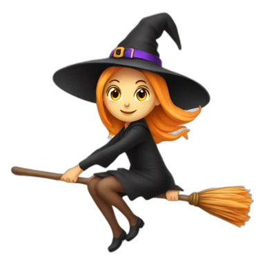 halloween young witch on a broom sticker