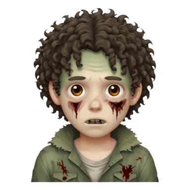 menino com cabelo cacheado e olhos marrons, com aparencia de zumbi sticker