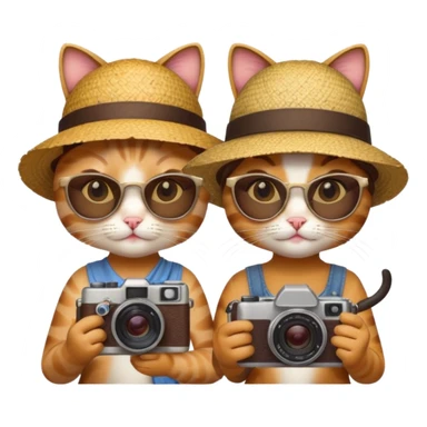 2 girl cats dressed up as tourists sticker
