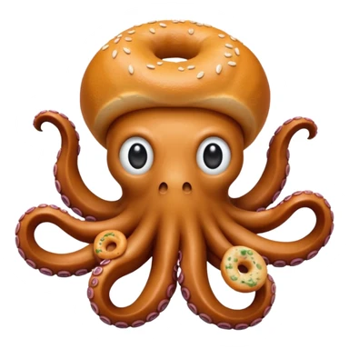 octopus holding bagel sticker
