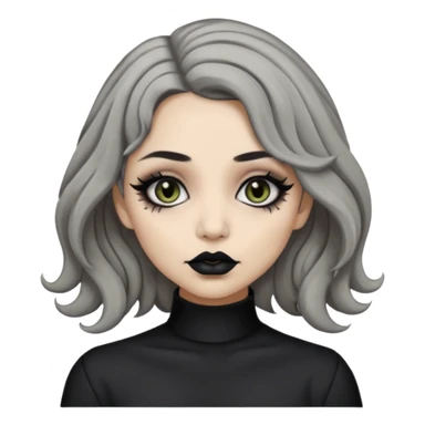 Beige olive skin  grey wavy hair black lips goth girl sticker