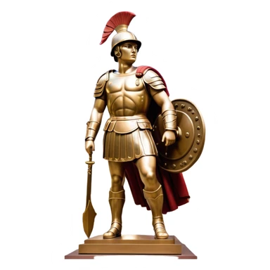 Cinematic Realistic Roman Soldier Statue at Botero Square Landmark Emoji, depicted as a striking, larger-than-life sculpture rendered with rich detail and dynamic, urban lighting. sticker