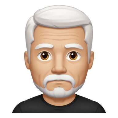 White haired muscled adult man with a black t-shirt. He has white beard with a short goatee. Dark brown eyes and some wrinkles. sticker