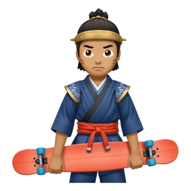 samurai hold skateboard  sticker