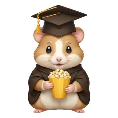  hamster holding pop corn, graduate hat sticker