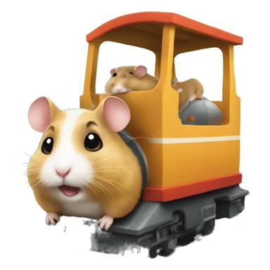 hamster rides a train sticker