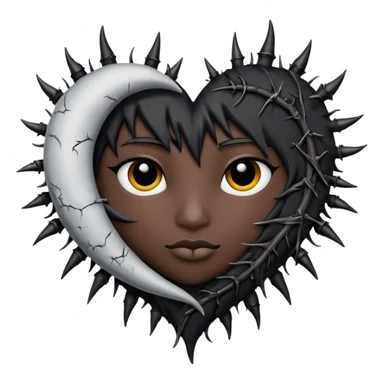 emo heart with crescent moon and black thorns sticker
