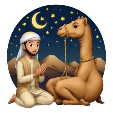 Muslims pray with our side camel and night  sticker