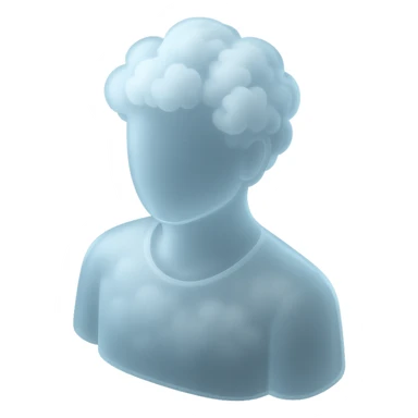 A person from the shoulders up, entirely composed of fluffy white clouds sticker