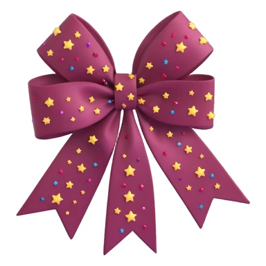 sparkly burgundy bow with stars, frosted glass effect, no gold outline sticker