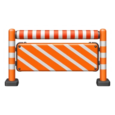 Flat emoji-style icon of a boom barrier.
Orange control box.
Red and white striped barrier arm coming out of the box.
Box is solid orange only, arm is red-white only.
NOT gates, NOT fence, NOT fully red-white barrier. sticker