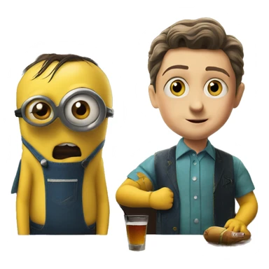 Young Sheldon and Minion at the bar sticker