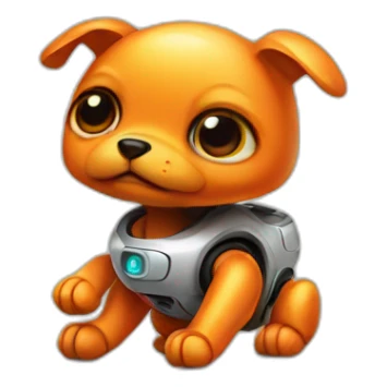 tiny orange baby robot dog sticker