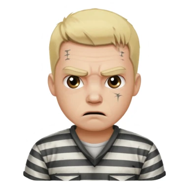 angry blonde tattooed male prisoner with prison BG sticker