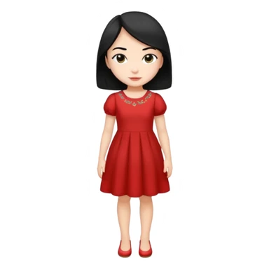 fille  en entier cheveux mi long noir et lisse  sticker