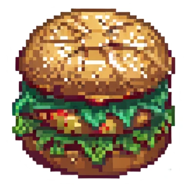 simple and colorful pixel art hamburger sticker