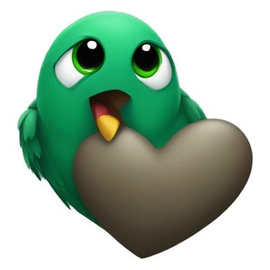 bird holding a dark green heart that says Ty sticker
