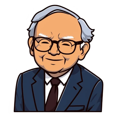 cartoon sticker style portrait of Warren Buffett, glasses, suit sticker