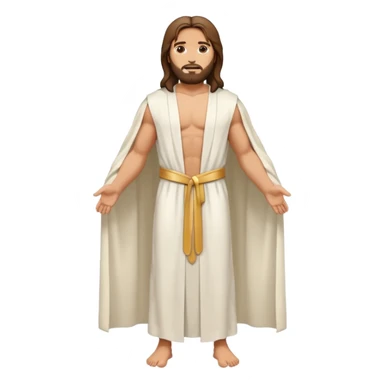 fullbody jesus christ jacked, sleeveless white robe front and backview sticker