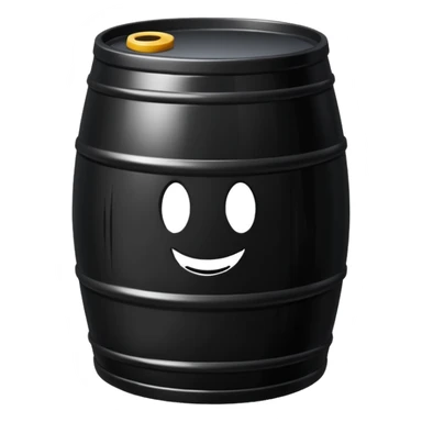 generate an ultra realistic black metal barrel without rust and with a black drop of oil on it sticker