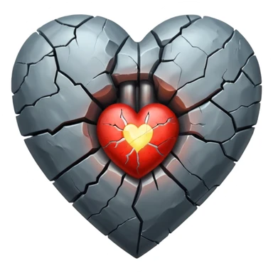 An old and barren grey heart with a small glowing transparent heart inside it sticker
