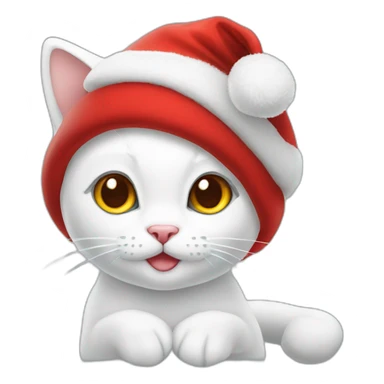 christmas white kitty in red hat sticker