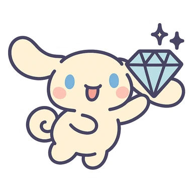 pastel toon style Cinnamoroll with a diamond sticker