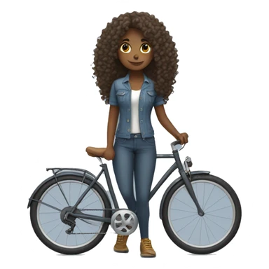 Curly long hair girl with bike sticker