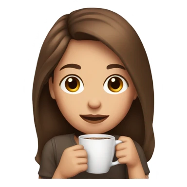 Brown hair girl drinking coffee sticker