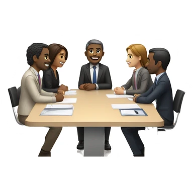 4 people sitting around a meeting table sticker